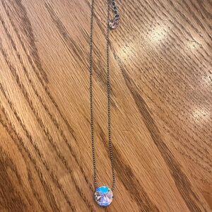 Sabika Silver Necklace with Blue Crystal